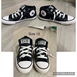 Converse Kids Black Canvas Sneakers with White Accents